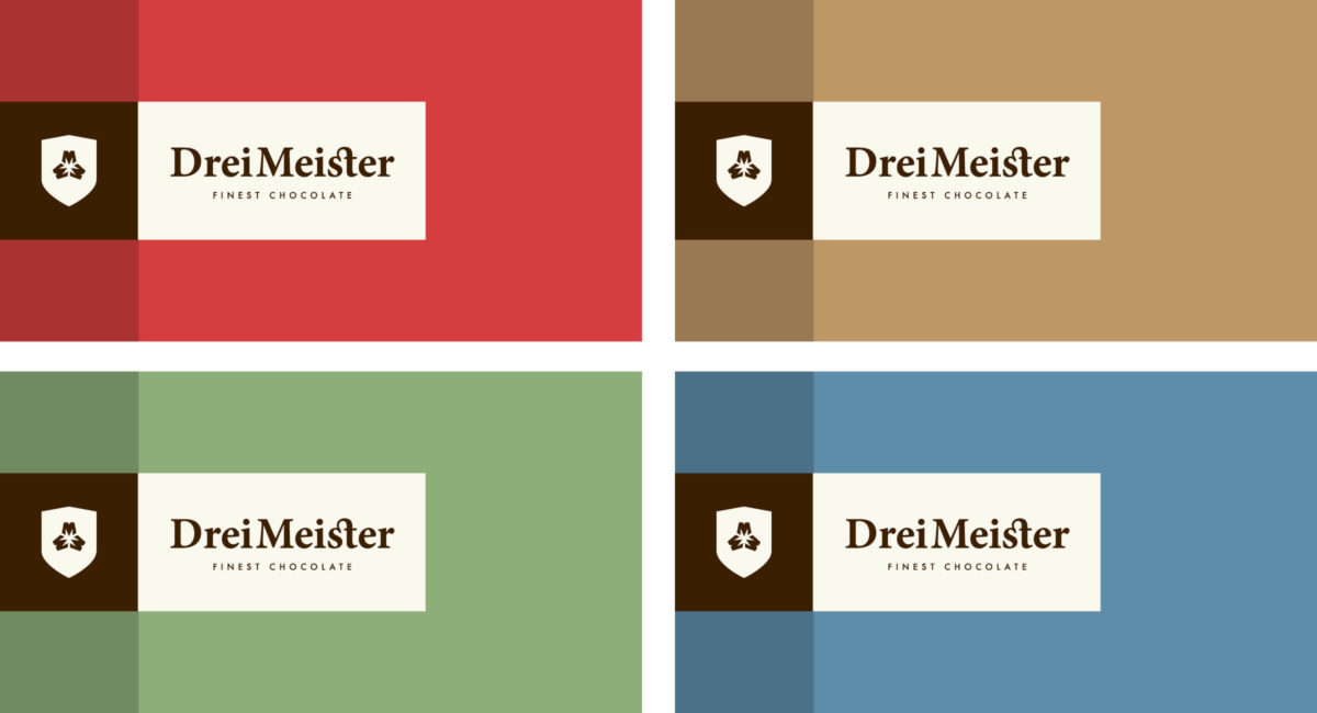 Drei Meister Schokolade Farbkonzept